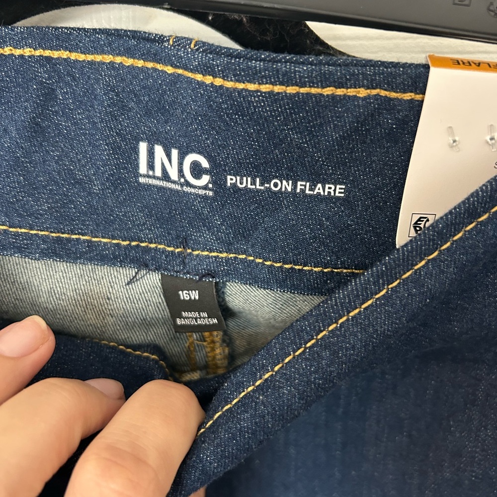 INC International Concepts Pull-On Flare Jeans - Dark Blue - Picture 2 of 3